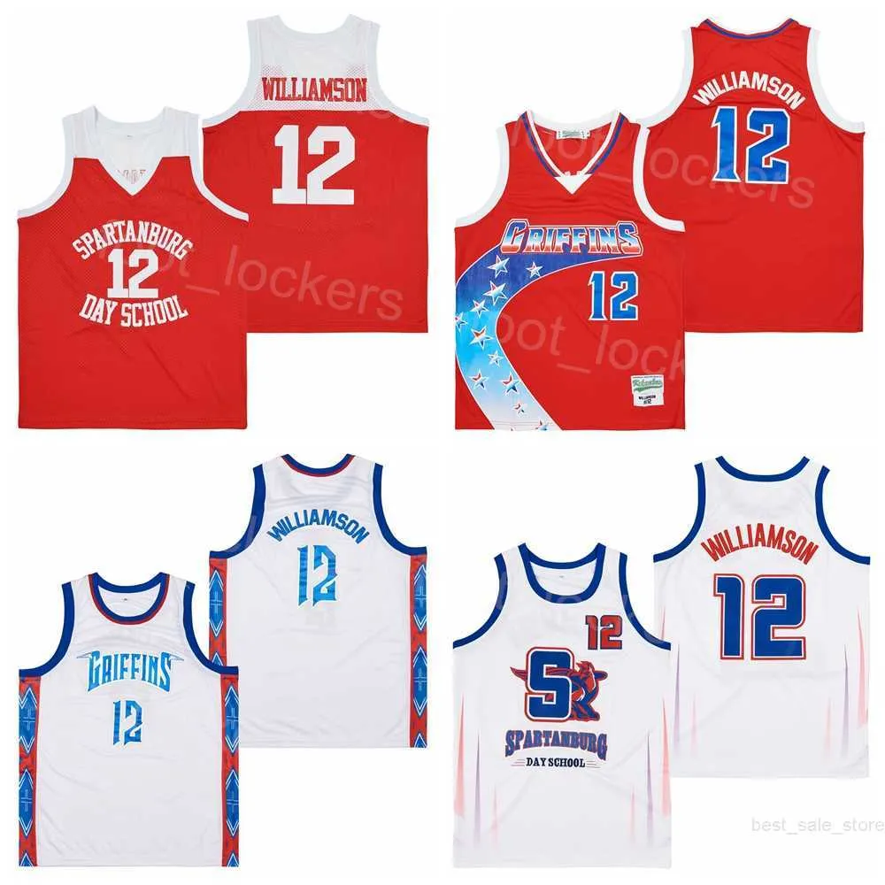 High School Spartanburg Day Jerseys Basketball 12 Zion Williamson Moive ALTERNATE Team Orange White HipHop For Sport Fans Breathable All Stitched Pullover Film