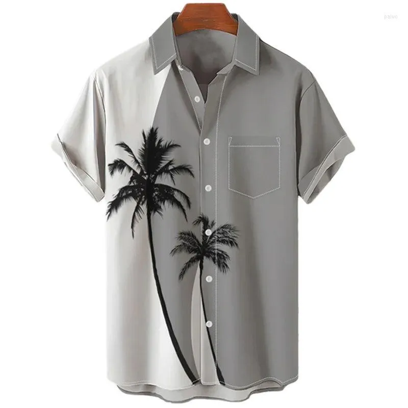Chemises décontractées pour hommes 2023 Explosive Creative 3D Digital Black And White Grid Collage Pattern Clamshell Resort Chemise à manches courtes S-4XL