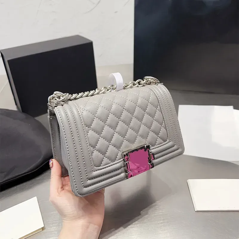 Chanel boy bag silver chain sale