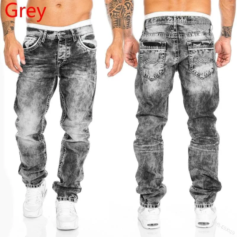 Jeans Homme Straight Man Vintage Wash Denim Pants Printemps Été Boyfriend