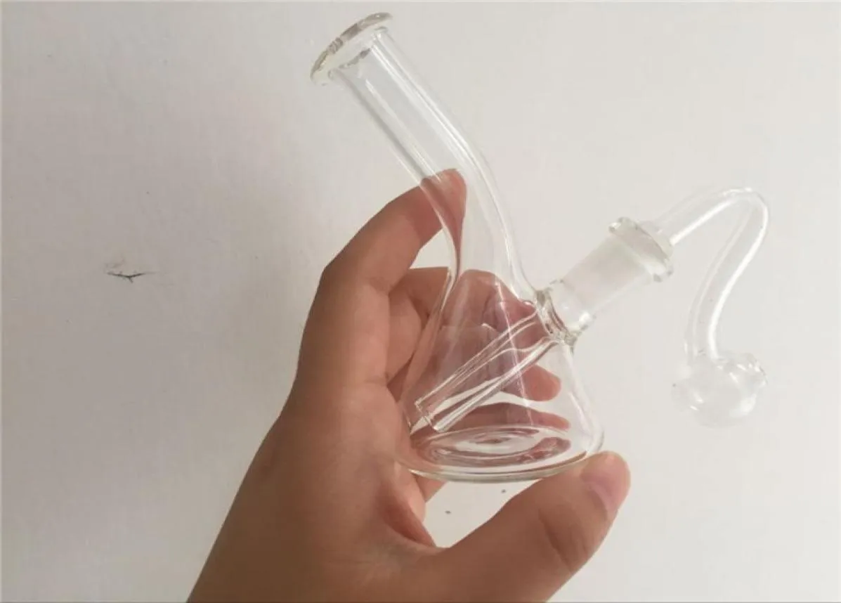 Handstorlek Mini Bongs Glass Recycler Oil Rigs Glass Water Rökning Pipes Mini Hookahs Glass Percolator Bubbler 10Joint Size 11cm 2897276