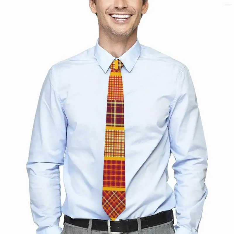Papillon Cravatta con stampa patchwork Collo stampato scozzese vintage Colletto alla moda per uomo Accessori per cravatte da lavoro