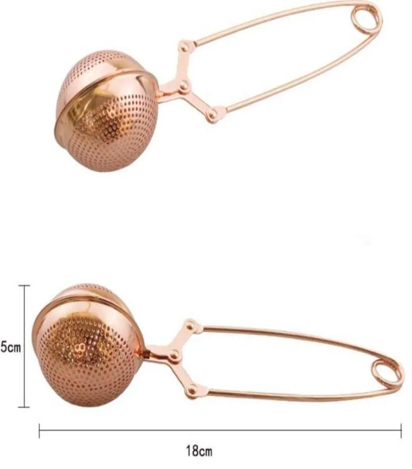 50st 304 rostfritt stål te -silterfilter diffusor finmask infuser boll form kaffekocktail mat återanvändbar rosguld färg 4235603