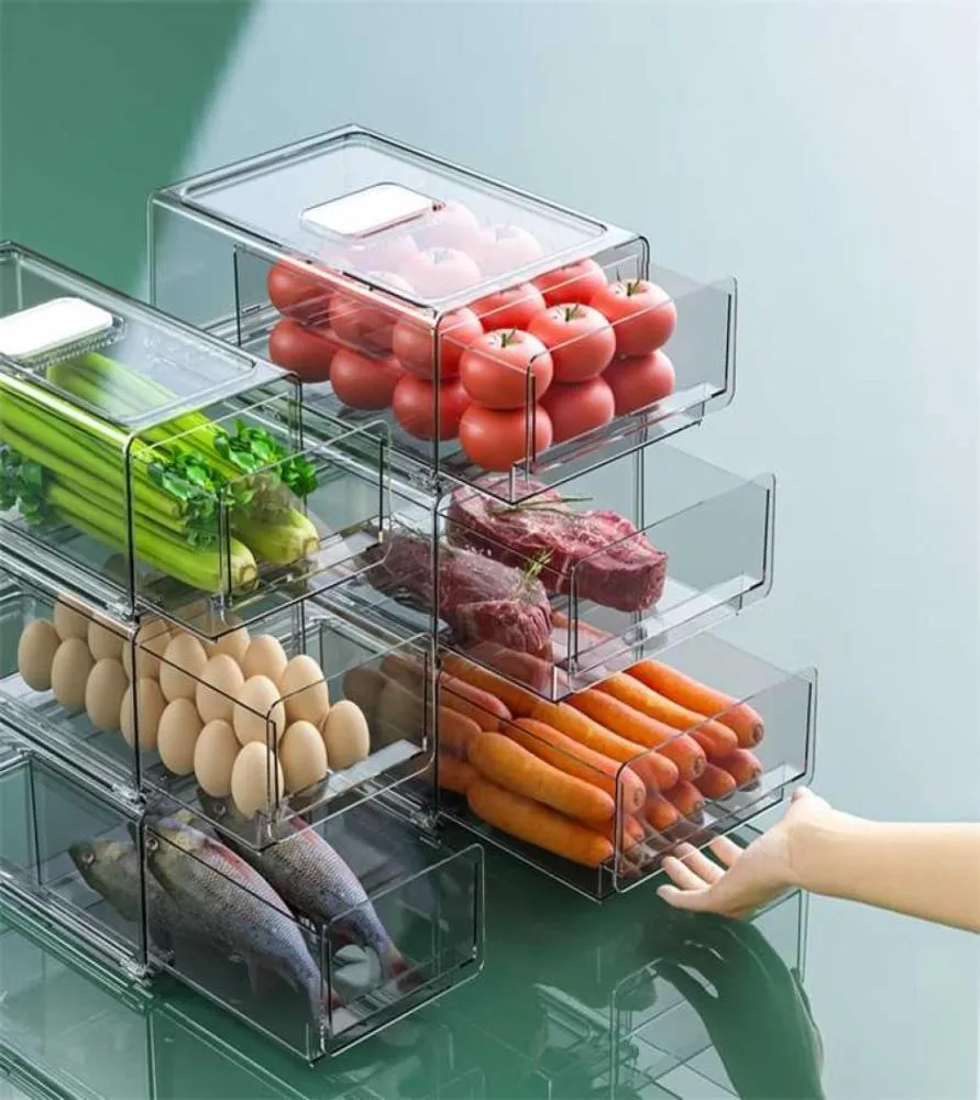 Drawer Refrigerator Storage Box Stackable Fridge Organizer for Kitchen Pantry Cabinet Fruit Vegatable zer Bins 2111026899742