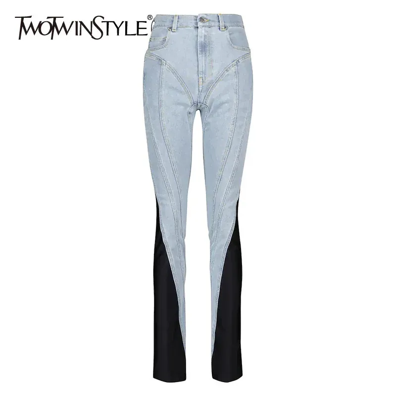 Colorblock Patchwork Slim Trend Casual Jeans Colorblock Patchwork Slim Trend Casual Jeans