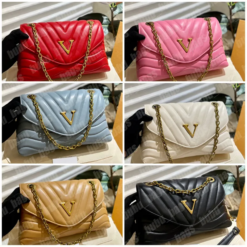 Moda omuz çantası tasarımcıları retro altın zincir çantalar bayanlar katlanır bağlantı elemanı mailman çanta deri v çanta bayanlar rahat crossbody çanta