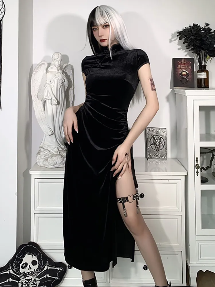 Abiti Casual Goth Dark Romantic Gotico Velluto Estetico Vintage