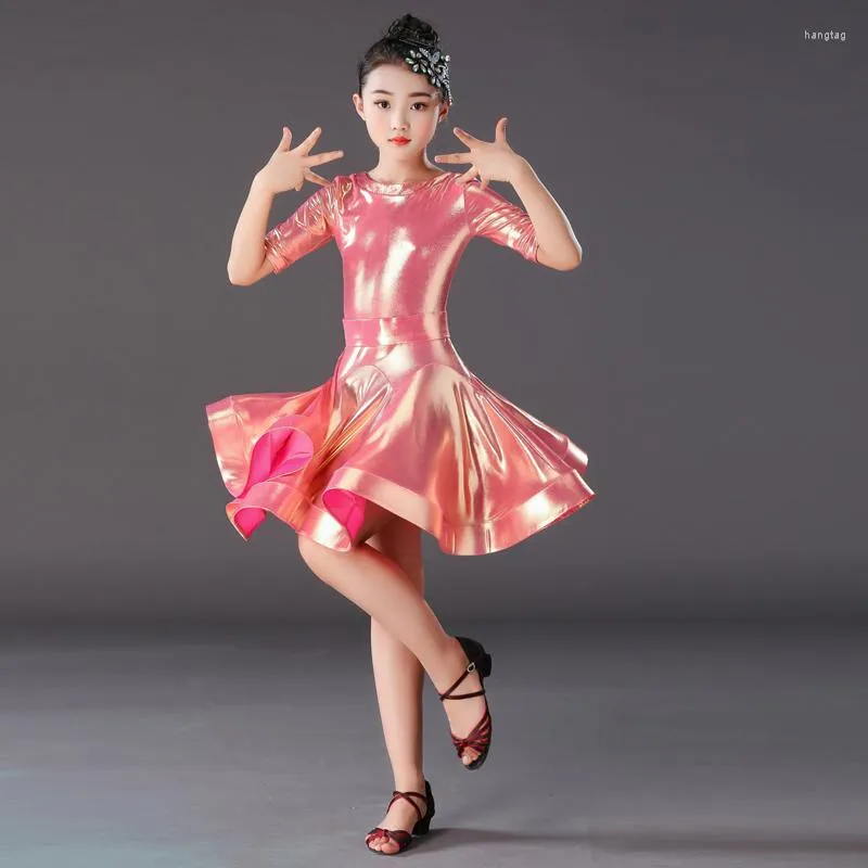 Stage Wear Wear Childing Latin Dance Dress Girl Practice Skirt Standard Competition Grade Figustine