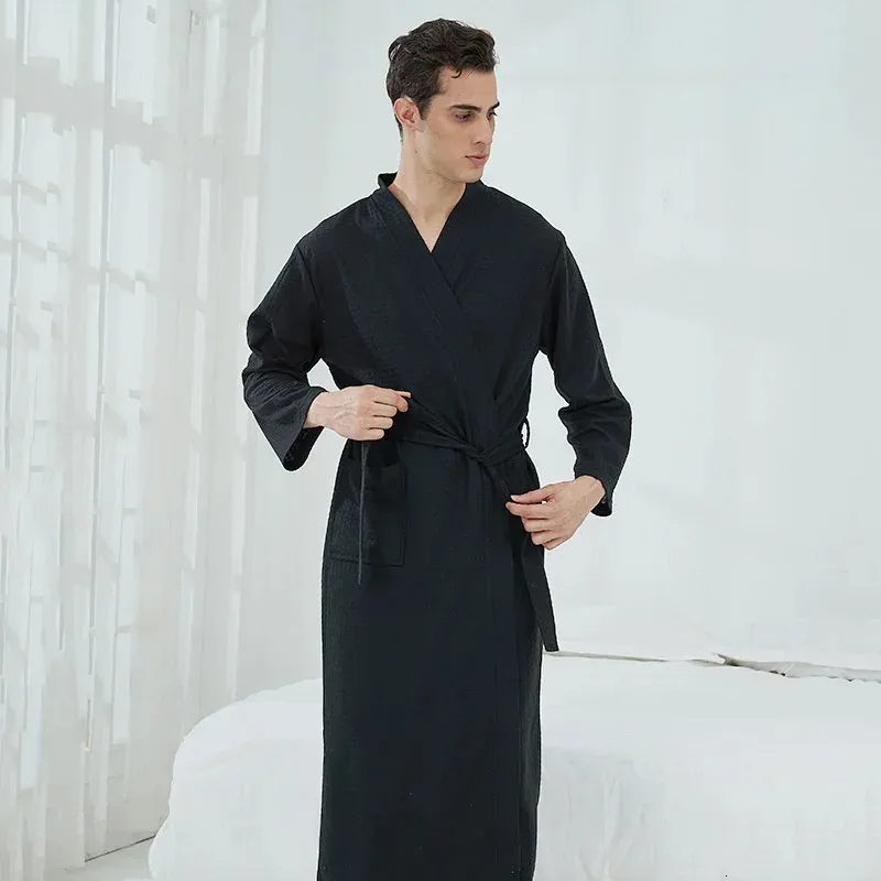 Women's Robe model Automne hiver femmes luxe gaufre peignoirs hommes sucer l'eau Kimono chemises de nuit grande taille mode confortable Robe de bain 231127