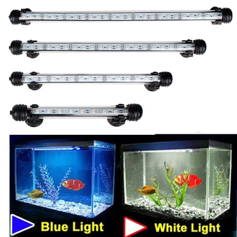 Lightings Waterproof LED Aquarium Lights Fish Tank Light Bar Blue/White 19/29/39/49CM Submersible Underwater Clip Lamp Aquatic Decor EU