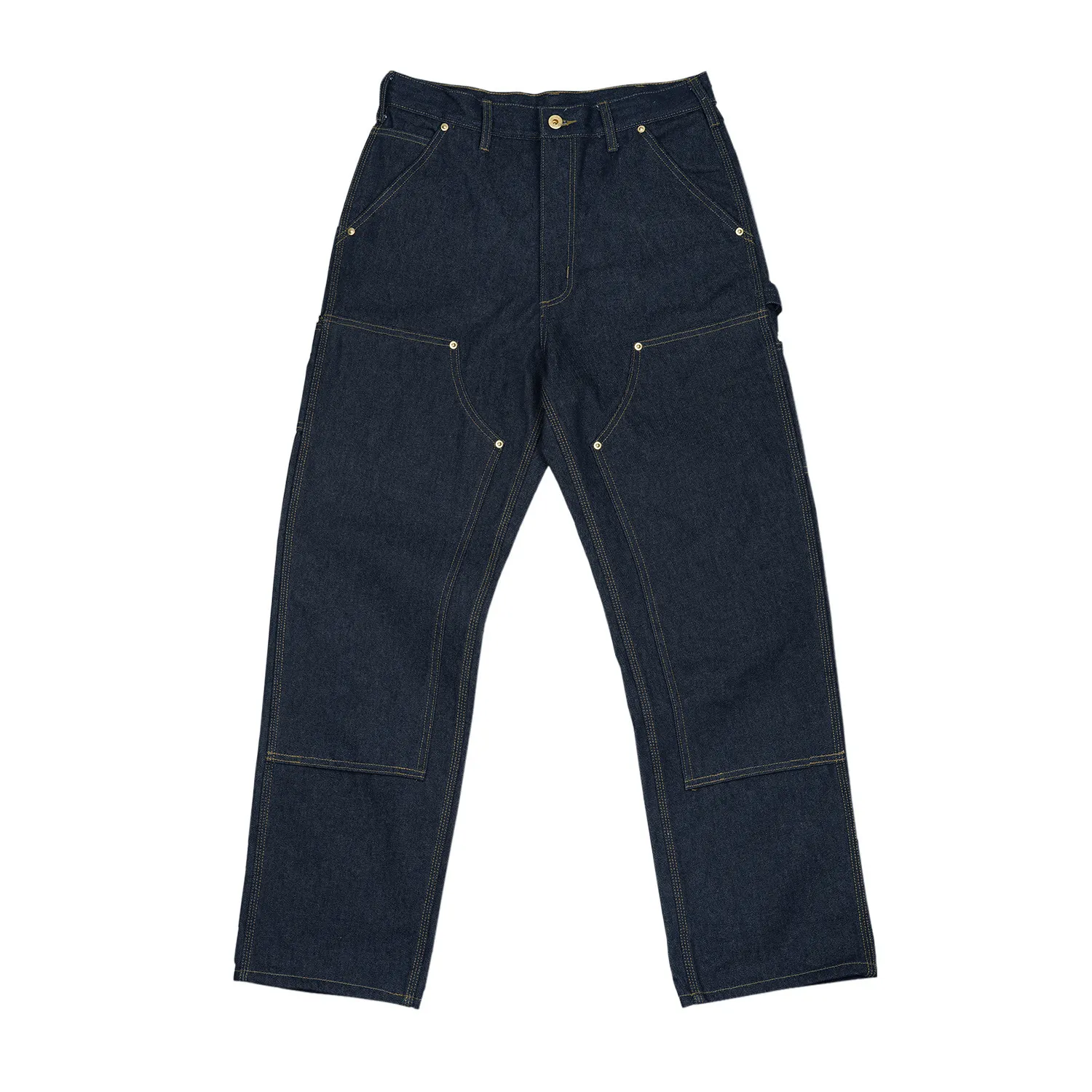 Men's 15oz High Waist Straight Denim Jeans with Zipper Fly and