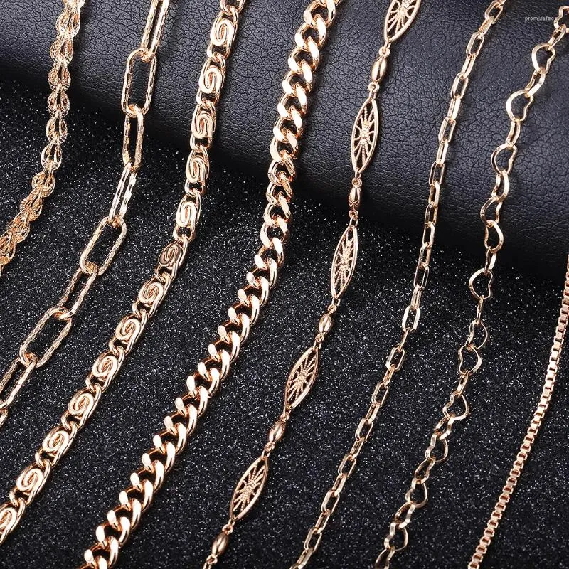 Цепочки Davieslee 3-7 мм для женщин и девочек, ожерелье из розового золота 585 пробы, цепочка со скрепками, 20/24 дюйма, винтажные ювелирные изделия LCNM05