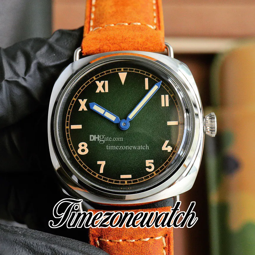 Ny V7 01349 45mm 2555 Automatisk herrklocka Green Dial BMG-Tech Steel Case Brown Leather Strap Gents Limited Edition Watch Big Size TimezoneWatch DHTM E52A