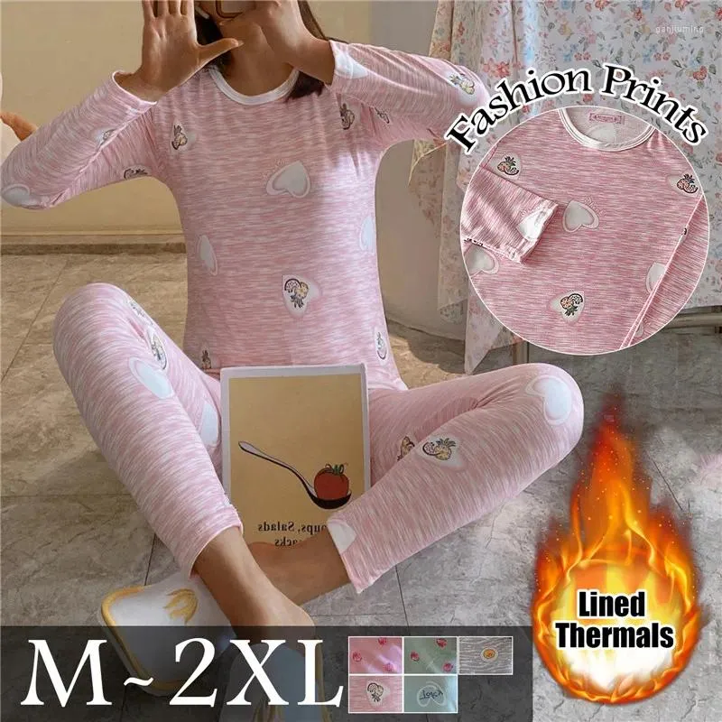 Calças femininas de duas peças sem costura roupa interior térmica para mulheres manga longa bottoming superior e collants inverno grosso lingerie quente senhoras