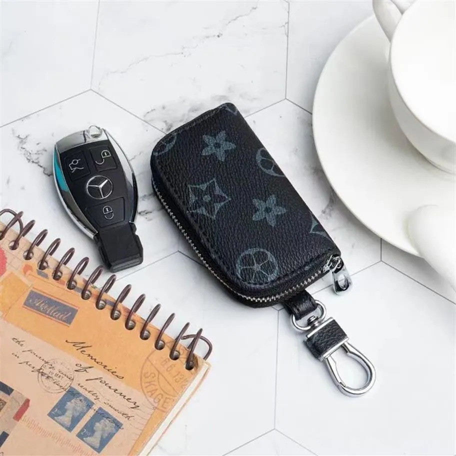 Designer Männer Universal Car Key Bags Hülle Unisex männlicher echtes Lederschlüssel Frauen Frauen Reißverschluss Smart Keychain Cases Cars Keys268Q