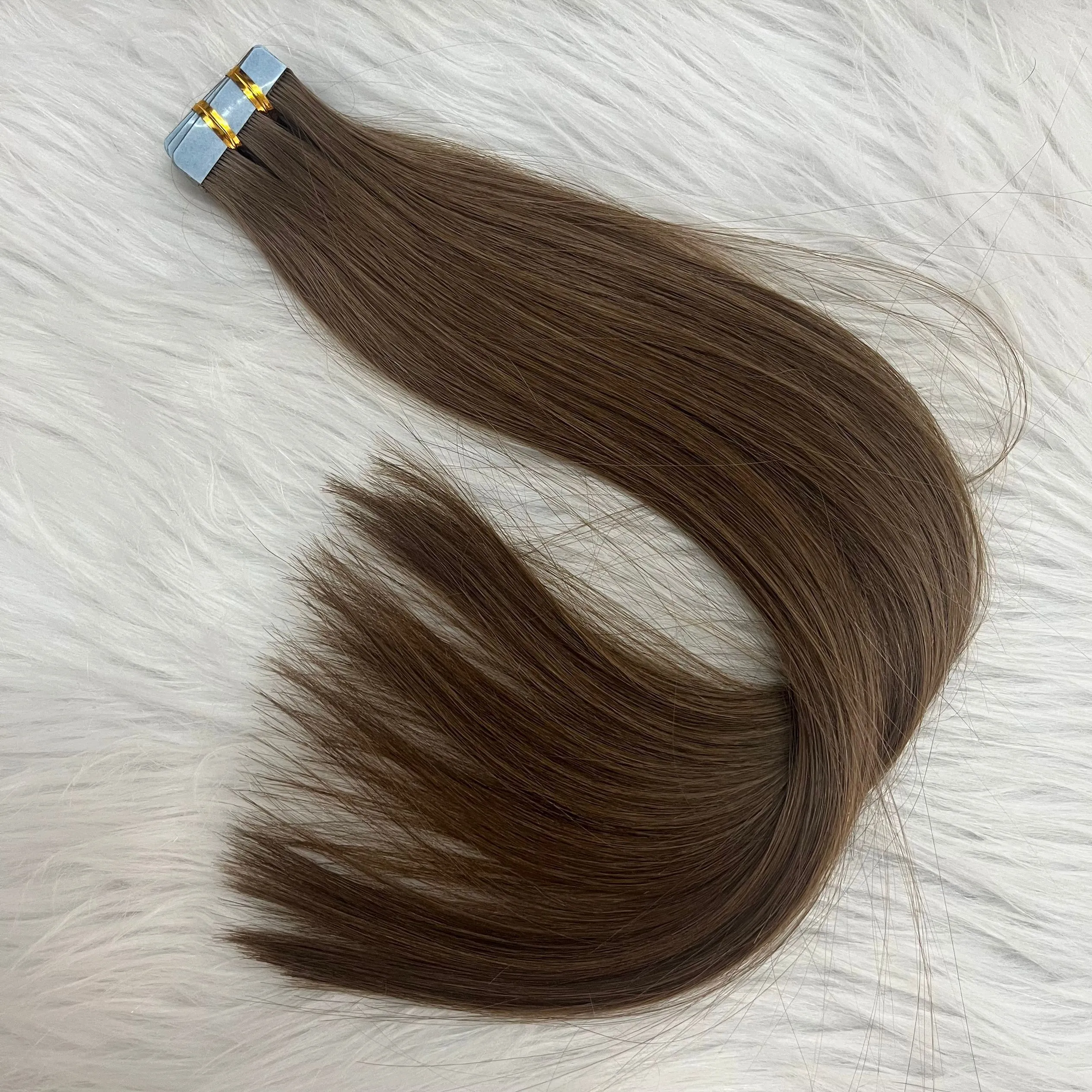 Fita em extensões de cabelo 100% virgem cutícula cabelo humano russo fita marrom cinza escuro em extensão ins 50g/20pcs