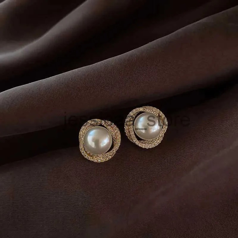 Stud Adolph Trendcrystal Round Pearl Stud örhängen koreanska elegant billig örnfor kvinna weddfashion smycken ny år 2023 J231127