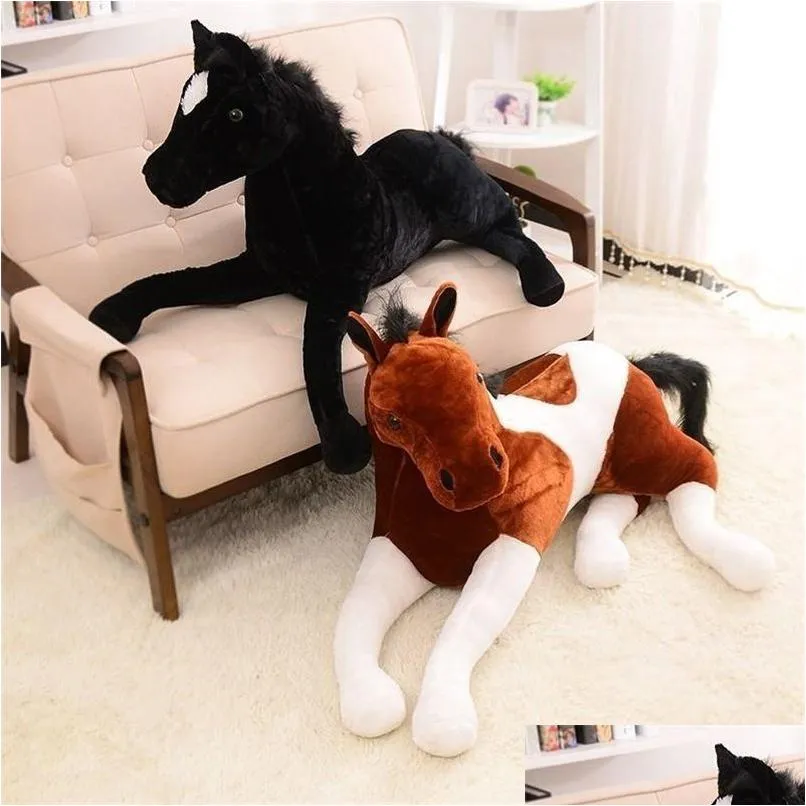 Poupées en peluche Big Taille Simation Animal 70x40cm Cheval en peluche poupée sujette pour cadeau d'anniversaire 220409 Drop Livraison Jouets Cadeaux Peluche Anim Dhafv