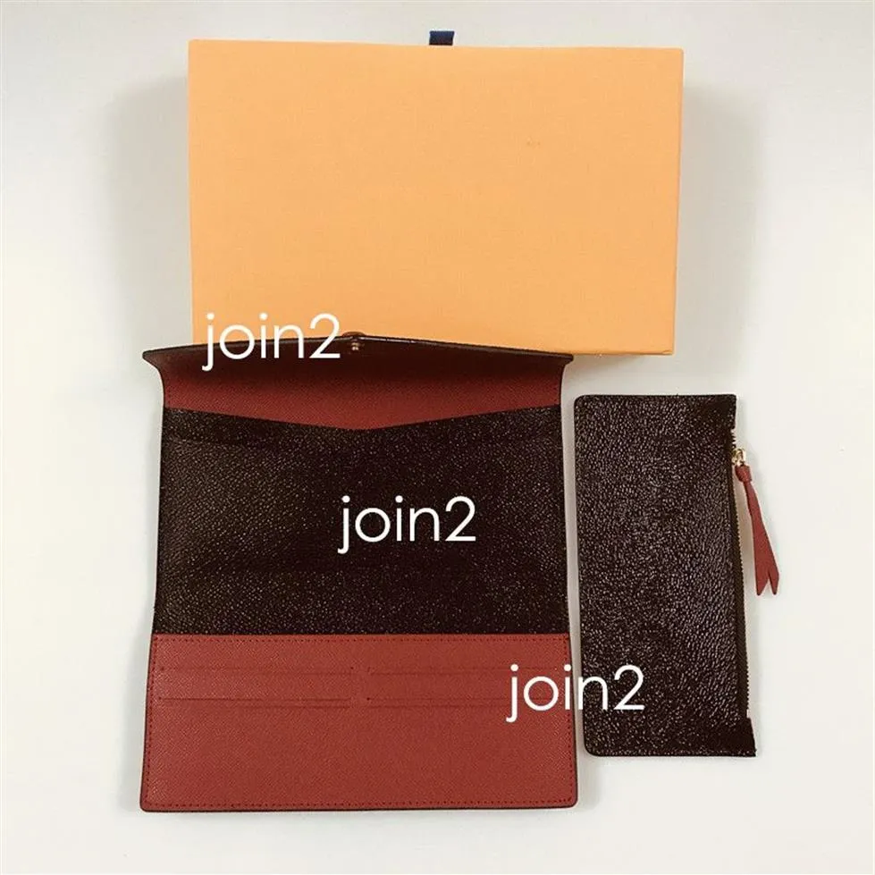 JOSEPHINE WALLET Quality Women Fashion Long Wallet in Classic Brown Canvas Leather Removable Zipped Pocket for Coins Dust B3256