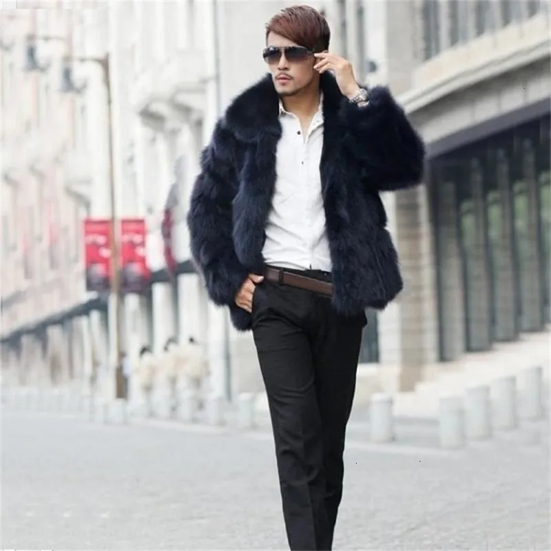 Herenjassen verkopen mannen vossenbontjas winter bovenkleding Effen kleur mode sfeer casual warme bontjassen Plus Size 231118