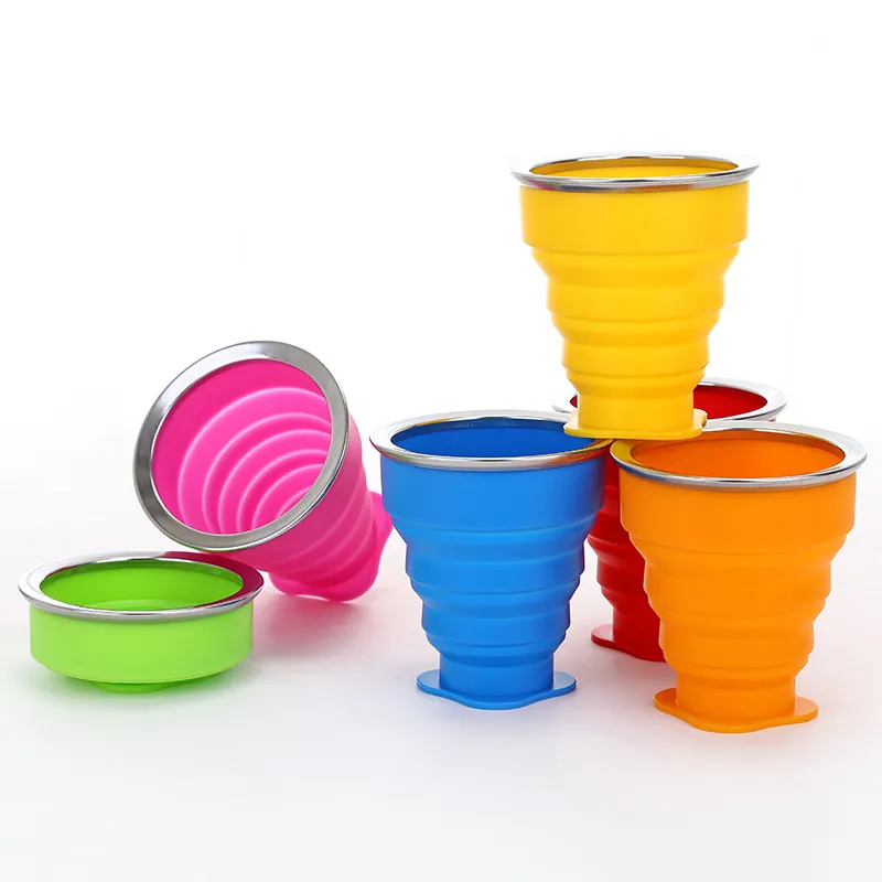 Multi-function Telescopic Silicone Folding Drinking Cup With Lid Outdoor Portable Lightweight Tea Cup Creative Collapsible Water Cup Vaso Plegable De Silicona