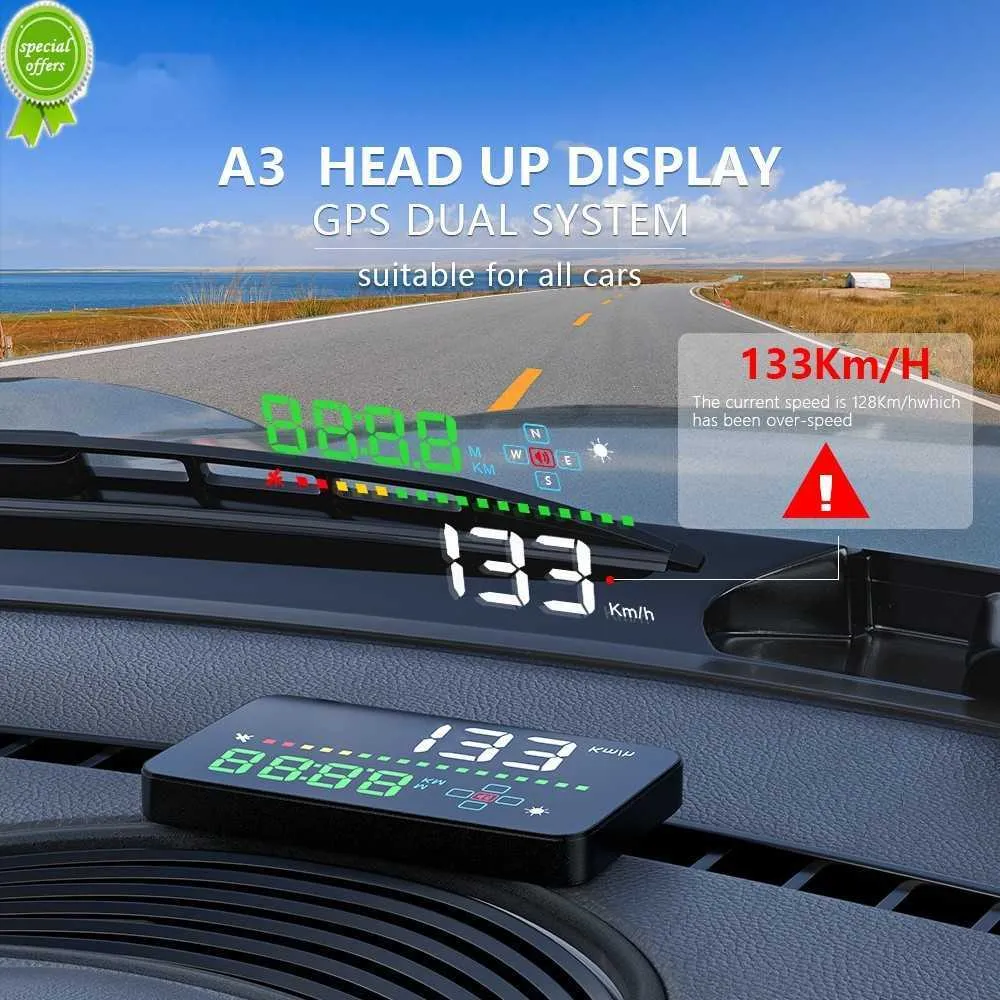 2023 A3 GPS HUD Autoprojektor Tachometer Head Up Display Fahrzeuggeschwindigkeitsdetektor Spannung Fahrtrichtung Sicherheitsalarm