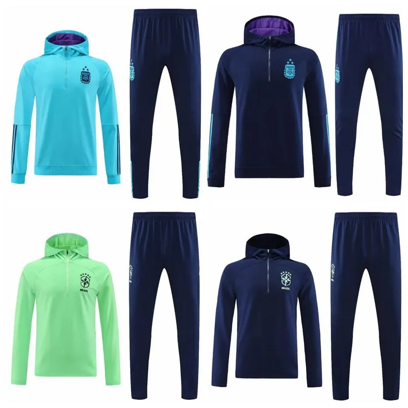 Fußball-Hoodie-Trainingsanzüge Sets Argentinien Brasilien Italien TRAININGSANZUG-Set 23 24 Männer Fußball-Kit Chandal Futbol Survêtement TRAININGsanzug Fußballjacke