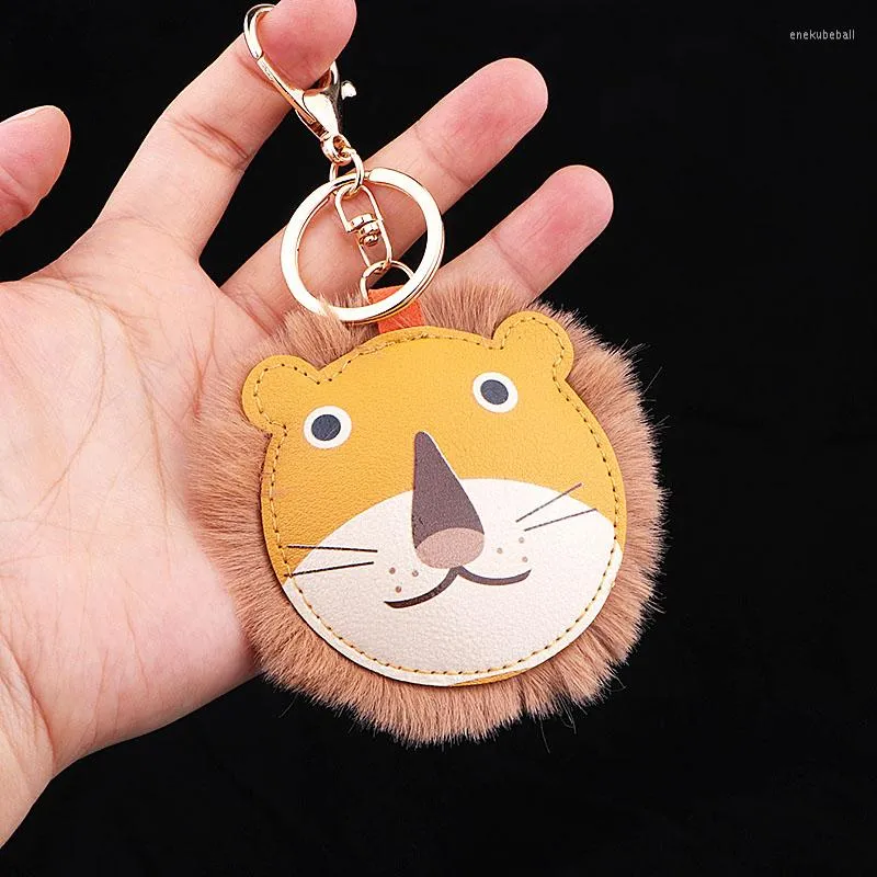 Portachiavi TODOX Portachiavi Car Ring Lucky Lion Animal PU Leather Round Fashion Women Bag Pendant 4colors Gift Man