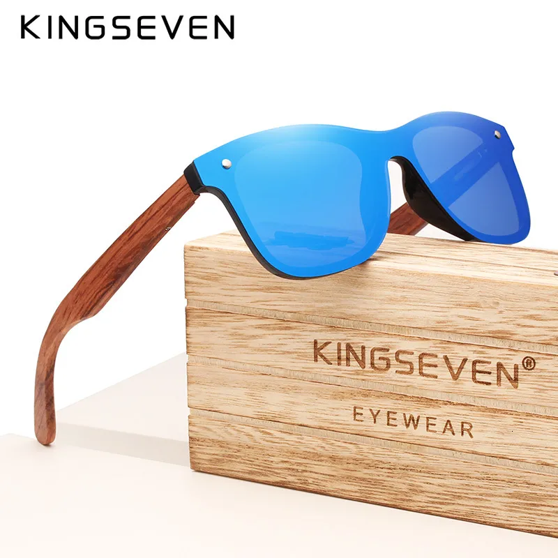 Lunettes de soleil KINGSEVEN marque en bois Vintage lunettes de soleil hommes polarisées UV400 lentille plate sans monture cadre carré femmes lunettes de soleil Gafas 230426