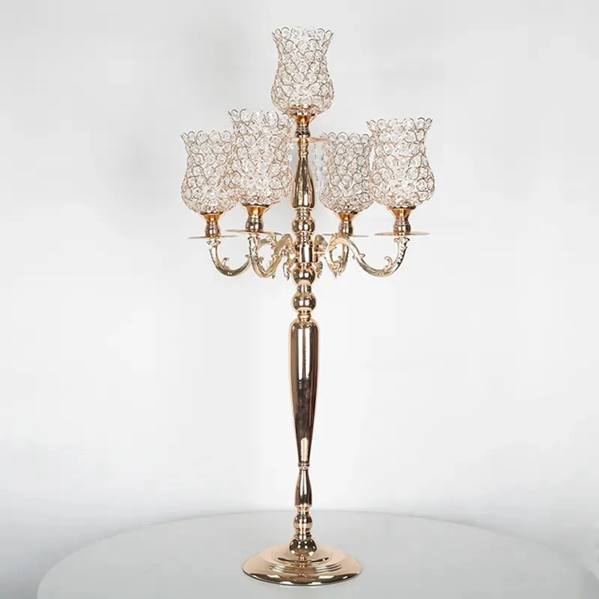 decorazione Candelabri a 5 bracci Centrotavola per feste di matrimonio Portacandele conici in metallo Candelieri Buffet Decorazione della casa imake858