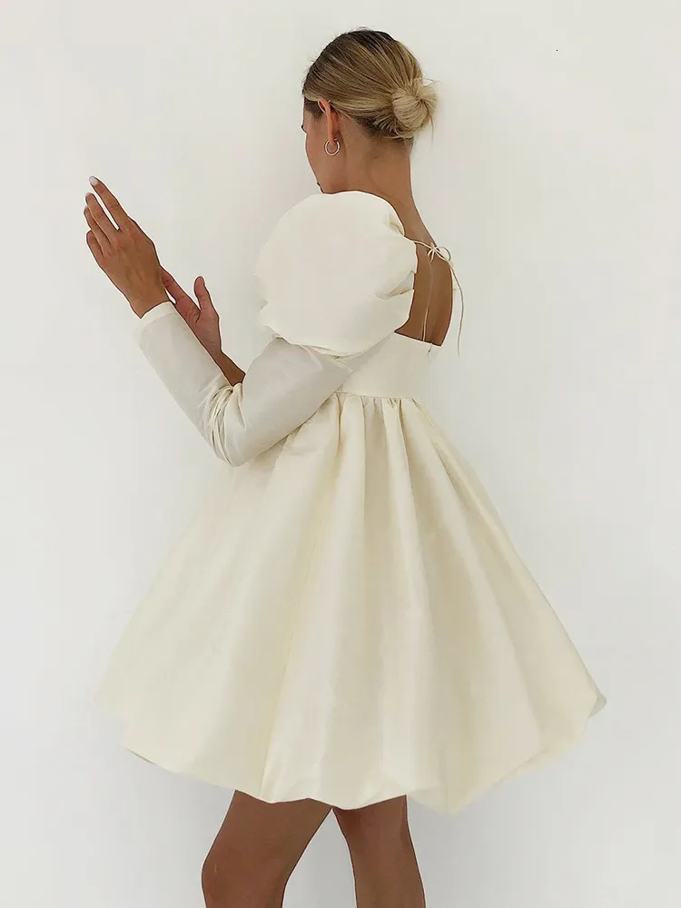 knee length dresses for ladies Linen-Blend Puff Sleeve Mini Dress — GAP (International)