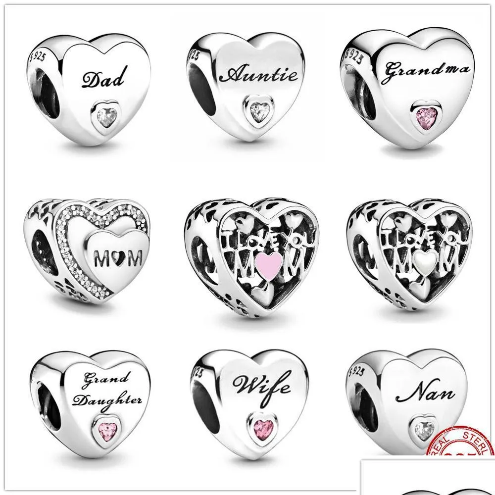 Charms 925 Sterling Silver Dangle Charm Women Beads High Jewelry Gift Wholesale Metal Dad Mom Aunt Wife Nan Granddaughter Ma Bead Fit Dh1Jf