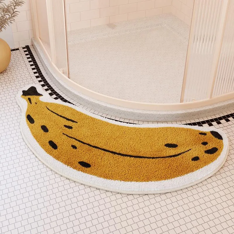 Mattor Arcshaped Bath Mats Nonslip Badrummatta Banana Aubergine Shaped Tub Rug Quickdrrying Absorberande golvmatta duschrum Dörrmatta