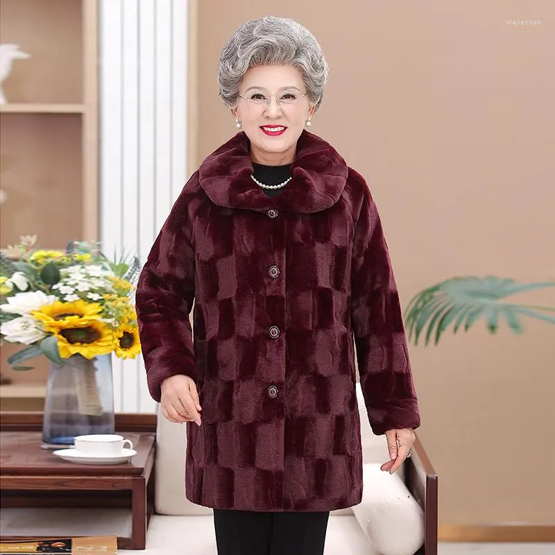 Dames bont dameskwaliteit nertsen fleece herfst winter wollen jas elegante moeder wild warme jas casual 4xl bovenkleding faux jassen