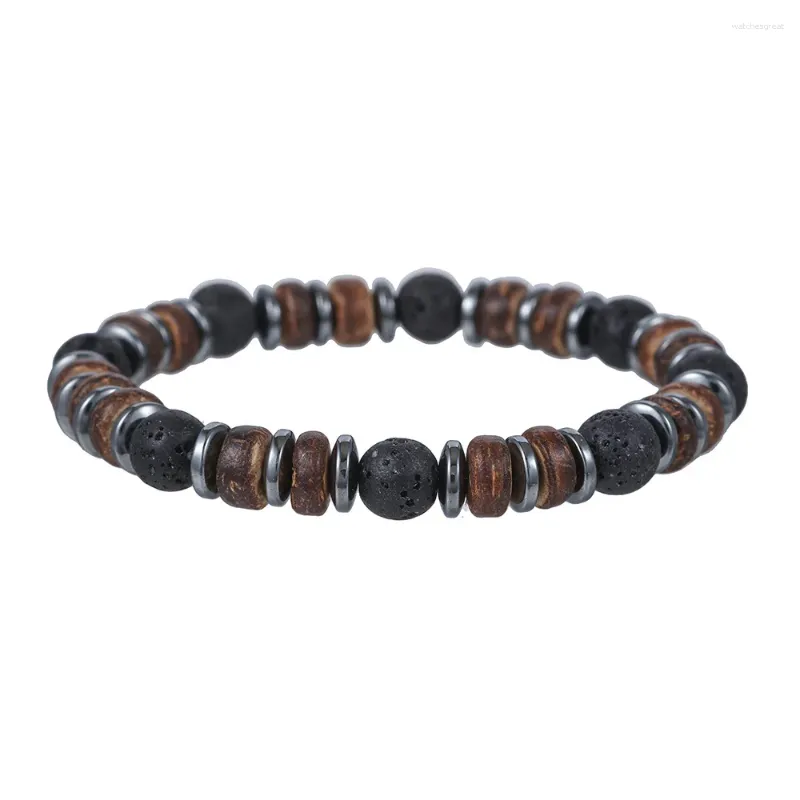 Strang Kokosnussschale Holzspäne Naturstein Armbänder für Frauen Männer Modeschmuck Perlenarmband Geburtstagsgeschenk Lieben