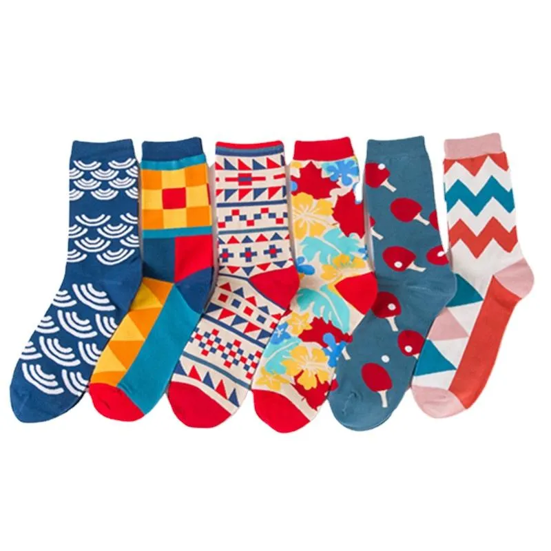 Men's Socks 10 Pairs/Lot Wholesale Price Happy Combed Cotton British Style Personalized Couple Designer Men Long Tube