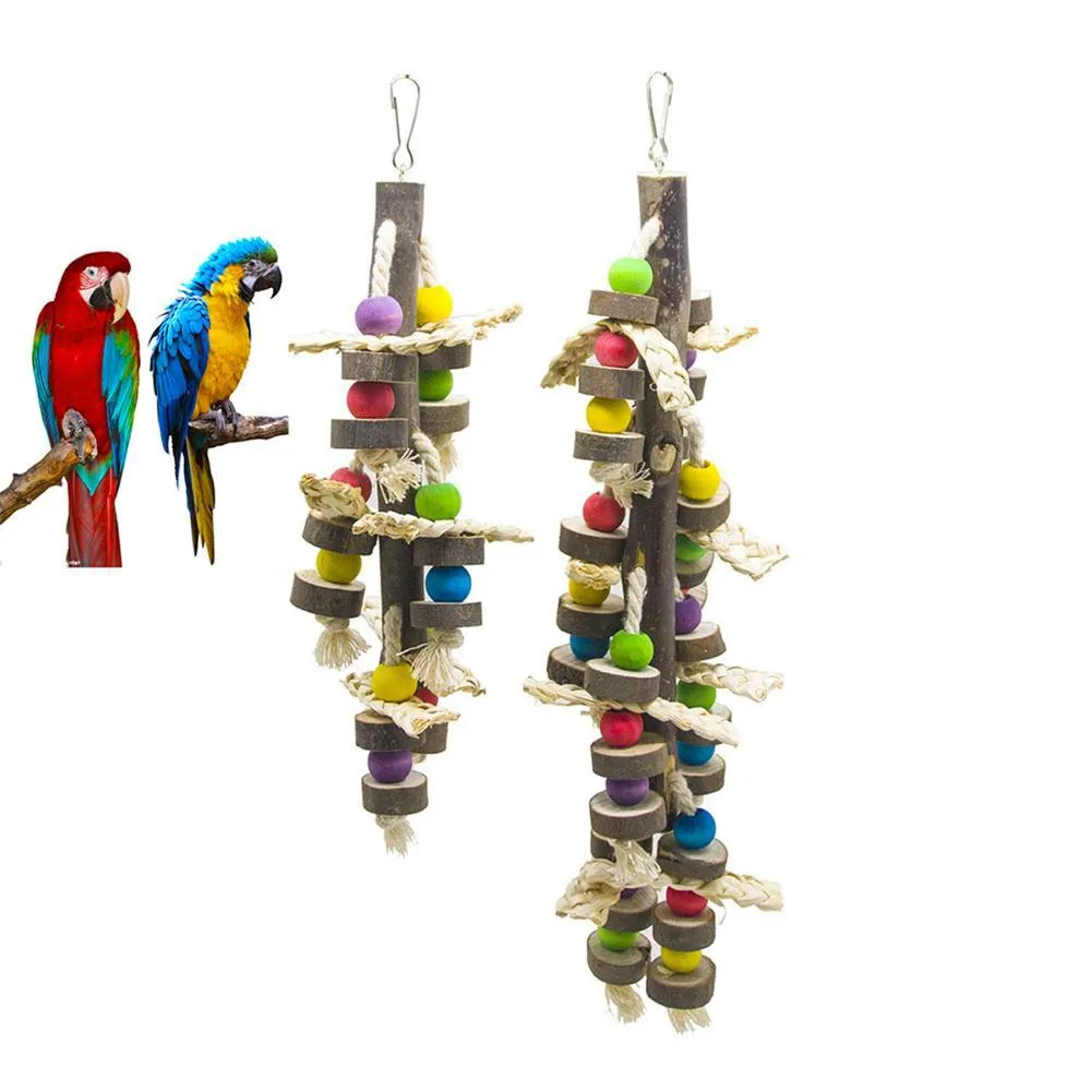 Toys Natural Wood Bird Mochette Toys Blocs Parrot Déchirure Toys Best for Finch Budgie Parkets Love Bird Parkeet Cage Accessoires