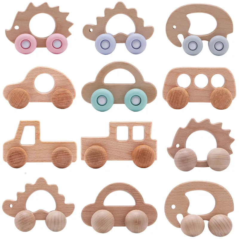 Hochets Mobiles Permet de fabriquer des jouets en bois pour bébé 0 12 mois 1PC pour bébés Hêtre Voiture Hérisson Éléphant Éducatif Nourrissons Développement né 230427