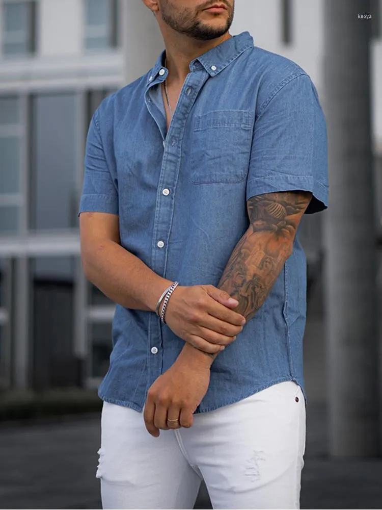 Mens Casual Shirts Men S Short Sleeve Denim Shirt Loose Fit