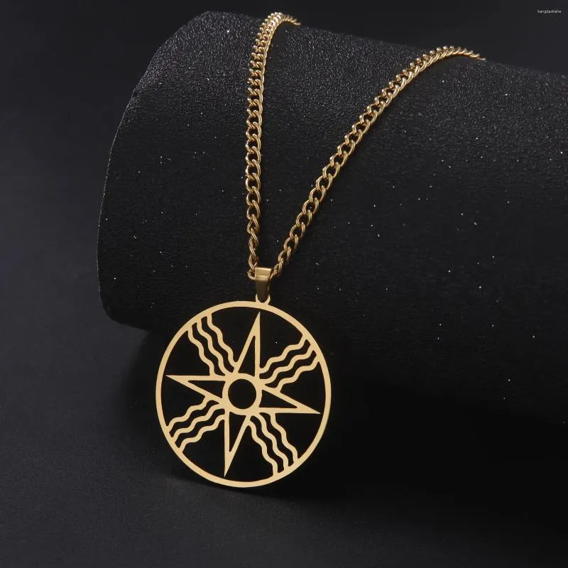 Kedjor Shamash Sun Symbol God Amluet Pendant Necklace For Women Man rostfria stål mesopotamia assyriska smycken födelsedagsfest gåvor