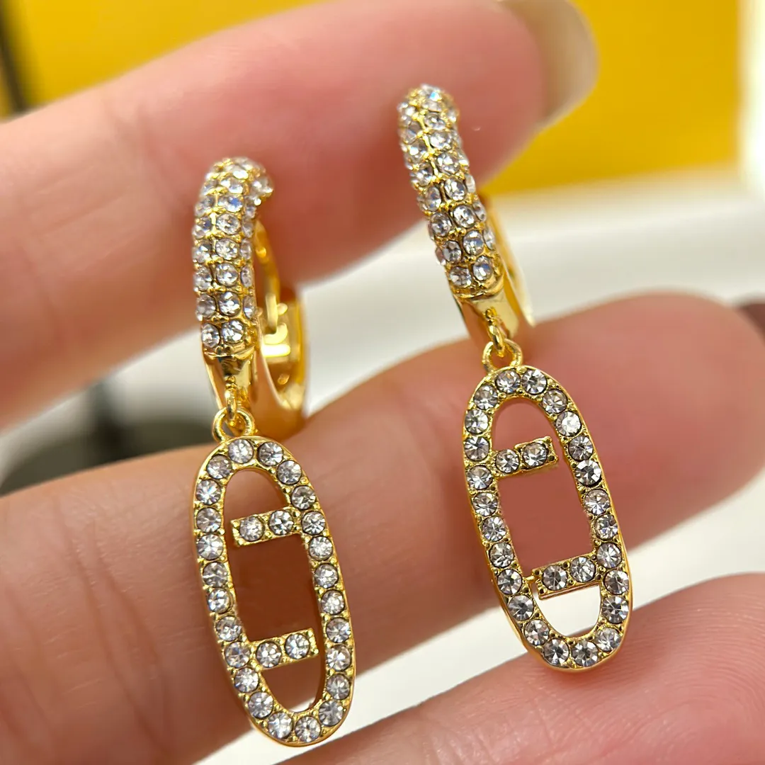 Designer Brief Ohrstecker Kristall Ohrringe Gold Mode Ohrringe für Frauen Weihnachten Hochzeit Geschenk Designer Schmuck Ohrring Damen Ohrring