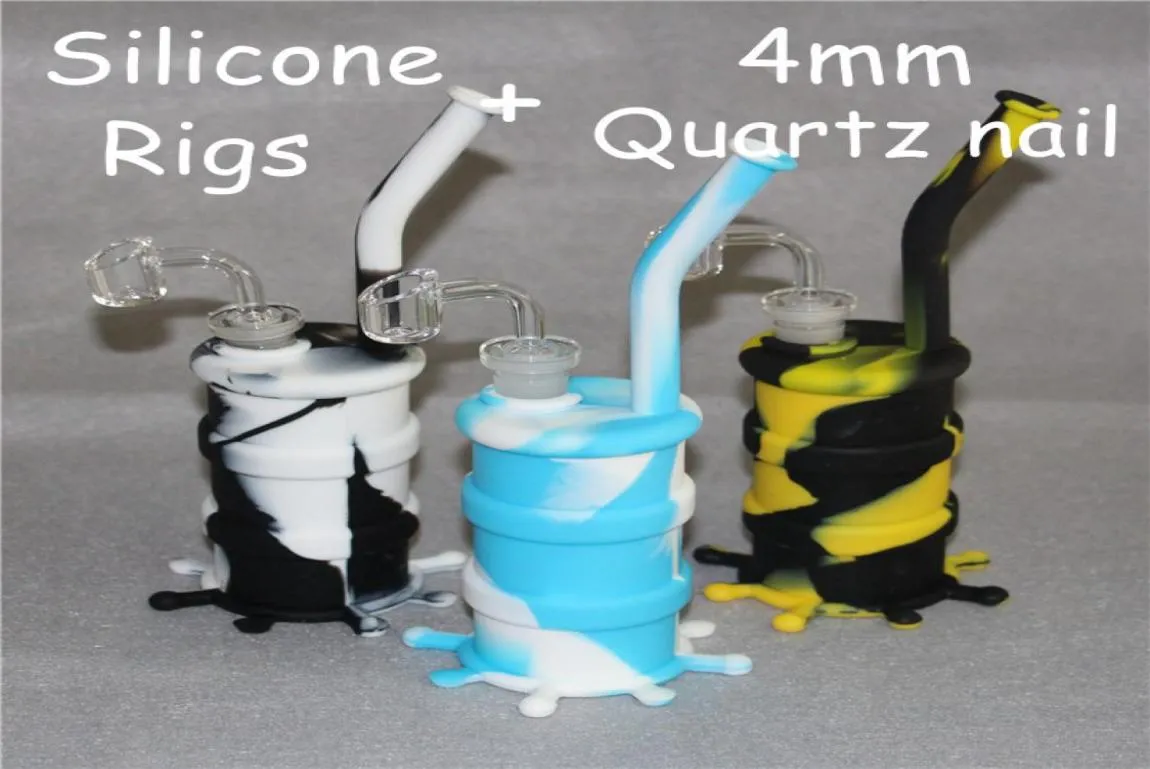 Fumer des narguilés Bongs en silicone avec tige descendante conduite d'eau en silicone dab rig bols en verre 14 mm joint tout clair épaisseur 4 mm 14 mm mâle 8006877