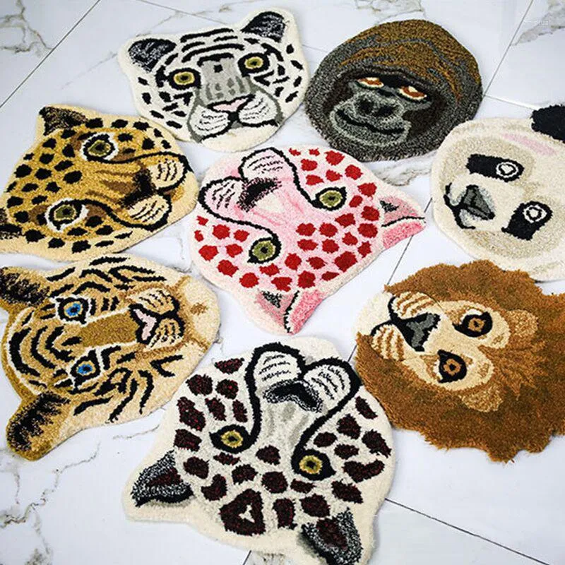 Alfombras Tigre León Panda leopardo alfombra dibujos animados Animal alfombra imitación Cachemira antideslizante grueso baño a prueba de humedad alfombra decoración del hogar