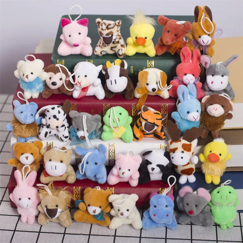 Mini Animal Plush Toy Stuffed Animals Small Animals Plush with Keychain for kids Christmas Party Favors