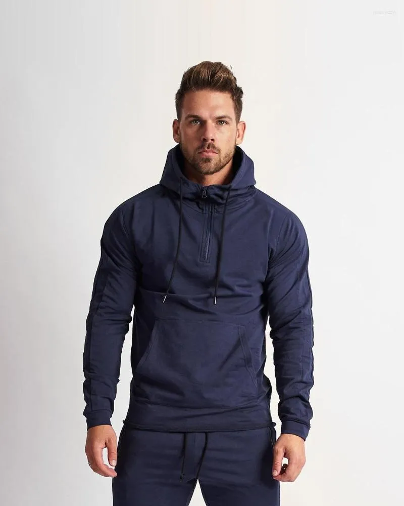 Męskie bluzy męskie jesienne sporty zimowe topy pullover fitness gym noszenie stałych kolorów mody bluzy z kapturem swobodne bluzy z kapturem