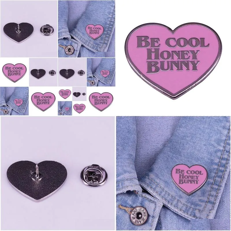 Cartoon Accessoires Pp Fictie Badge Be Cool Honey Bunny Broche -Cture Movie Fangirls Sweet Pink Heart Decor Drop Delivery Baby Kids M Dhliv