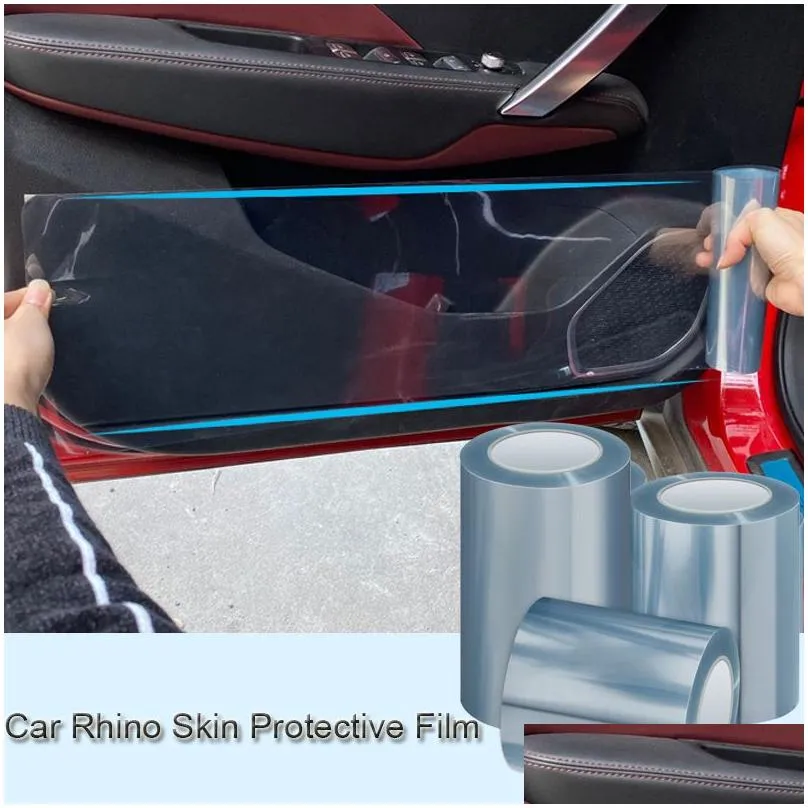 Car Stickers 10/15/20Cm Anti-Scratch Skin Protection Film Waterproof Sticker Scratch Proof Rhinoceros Protective Films Accessory Drop Otdv9