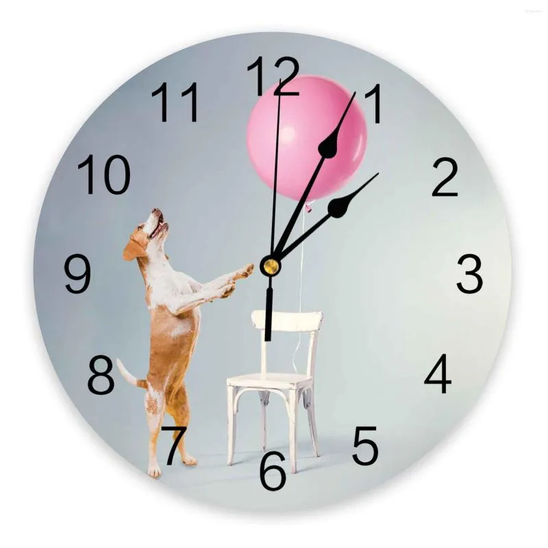 Relógios de parede Animal Puppy Crelf Chair Balão PVC Relógio moderno Design Sala Decoração de Decore Home Digital
