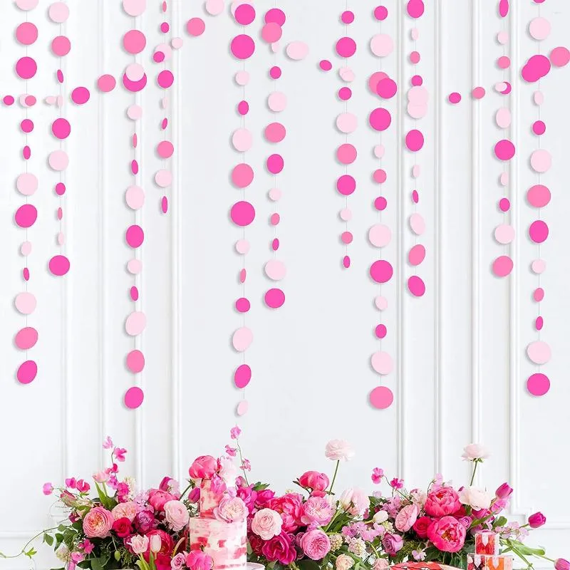 Decoração de festa 4m rosa decorações de aniversário círculo pontos guirlanda rosa pendurado papel polka streamer para despedida de solteira casamento