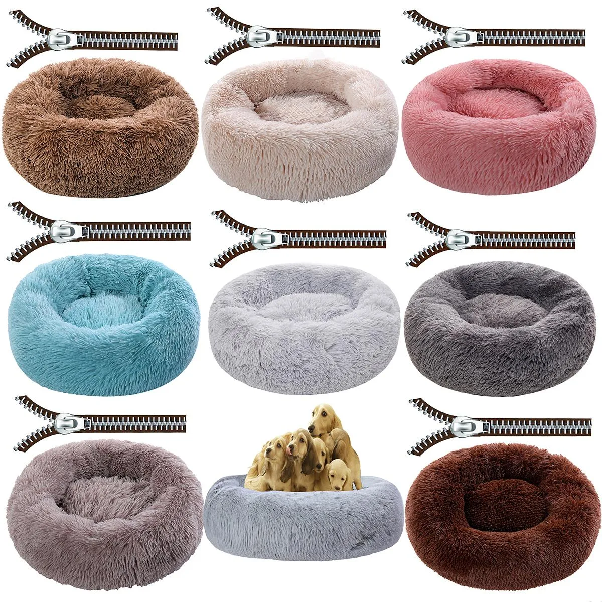 Mats Dog Bed Sofa Bed Removable Cover Plush Cat Bed Mat Round Kennel Donut Bed Mats Pet Nest Cushion Dog House Supplies Accessories